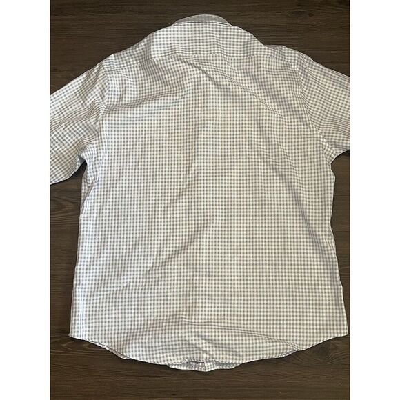 Twillory Tailored Fit 17 34/35 Non Iron Safe Cotton Blue/White Check Button Down - Picture 5 of 8